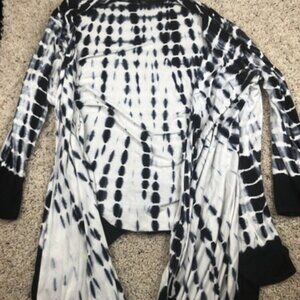 Fenn Wright Manson Women's Size 1X Light Cardigan Open Sweater Blue White